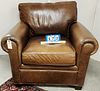 LEATHER UPHOLS CLUB CHAIR 38"H X 39-1/2"W X 23"D