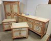 BAKER FURN 4 PC BED SET 9 DRAWER CHEST 33"H X 76"W X 19"D, PR NIGHT STANDS 25-1/2"H X 28"W X 18"D AND 2 DOOR CHIFFOROBE W/FITTED INTERIOR 67"H X 44-1/