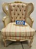 FR. WING CHAIR W/UPHOLS. BACK SEAT AND WICKER WINGS 34-1/2"H X 24"W X 19"D