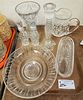TRAY CUT GLASS INCL. WATERFORD PITCHER & CANDLESTICK