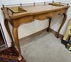 MAHOG. 1 DRAWER CONSOLE TABLE W/ 2 PLANTERS & BRASS GALLERY 29 1/2"H X 39 1/2"W X 15"D