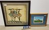FRAMED PRINT SGND. G. RODO BOULARGER 1976 23"SQ & SILK SCREEN COTTAGE IN KERRY SGND. SIOBHAN DOYLE 8 3/4" X 11 3/4"
