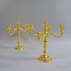 Pair of Mexican Sterling Silver-gilt Convertible Candelabra