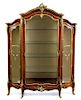A Louis XV Style Gilt Bronze Mounted Kingwood Vitrine Height 106 x width 88 x depth 23 inches.