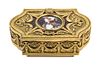 A French Gilt Bronze and Enamel Table Casket Width 6 1/4 inches.