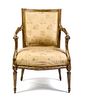 * A Louis XVI Giltwood Fauteuil Height 35 inches.