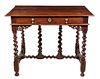 * A William and Mary Style Mahogany Work Table Height 32 x width 41 x depth 28 1/2 inches.