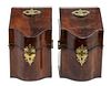 * A Pair of George III Mahogany Knife Boxes Height 12 1/4 inches.