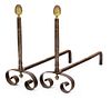 A Pair of Federal Style Brass Andirons Height 24 1/2 inches.