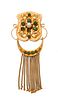 Victorian 18kt Gold, Emerald & Pearl Pendant With Tassel T.w. 33 Gr, 28.8g