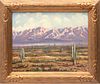Oscar A. Strobel (American, 1891-1967) Oil On Board, "Sunset On The Arizona Desert", H 14" W 18"