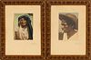 Hugo Brehme (GERMAN/MEXICAN, 1882-1954) Hand Colored Gelatin Silver Prints Mexican Portraits, Group Of Two Works H 6.3" W 4.5"