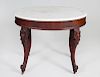 VICTORIAN MARBLE TOP WALNUT CENTER TABLE