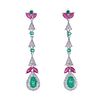 Kallati Emerald Diamond Ruby Drop Earrings
