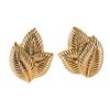 Italian Large 18k Gold Diamond Leaf Earrings