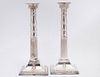 PAIR OF NEO-CLASSICAL STYLE SILVER PLATE CANDLESTICKS