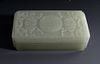 ANTIQUE Large Chinese White Jade Box with carvings, 19th Century. 4 1/4" x 2 1/2" x 1" H