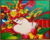 Peter Max - "Flower Blossom Lady" - Magnficent, over-sized Original Acrylic painting on Canvas