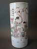 ANTIQUE Chinese Famille Rose Hat Stand, marked. 11" high. Late 19th C