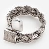 John Hardy Diamond Pave' Clasp Braided Chain Bracelet, lg.