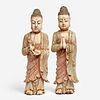 Pair of Carved Polychrome Standing Buddhas
