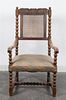 * A Louis XIII Style Oak Armchair Height 42 inches.