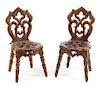 * A Pair of German Folk Chairs Height 31 x width 14 1/2 x depth 18 inches.