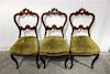 Three Victorian Walnut Side Chairs Height 38 inches.
