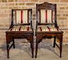A Near Pair of Victorian Walnut Side Chairs Height of taller 35 1/2 inches.