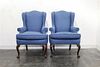 * A Pair of Queen Anne Style Wingback Armchairs Height 42 1/2 inches.