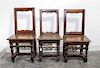 * Three Jacobean Oak Side Chairs Height 31 1/2 inches.