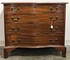 An American Mahogany Chest of Drawers Height 33 x width 39 x depth 19 3/4 inches.