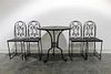 * A Wrought Iron Café Set Height of table 29 3/4 inches.