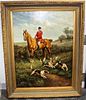 English School, (20th century), Hunting on Horseback with Hounds