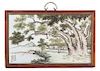 A Polychrome Enameled Porcelain Rectangular Plaque Height 12 x width 21 inches.