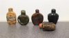 Five Hardstone Snuff Bottles Height of tallest 2 1/2 inches.