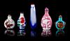 Five Glass Snuff Bottles Height of tallest 4 inches.