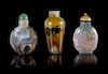 Three Agate Snuff Bottles Height of tallest 2 1/2 inches.
