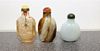Three Snuff Bottles Height of tallest 3 inches.