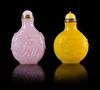 Two Glass Snuff Bottles Height of tallest 2 3/4 inches.