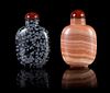 Two Hardstone Snuff Bottles Height 2 1/2 inches.