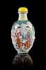 * A Famille Rose Porcelain Snuff Bottle Height 3 1/4 inches.