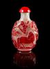 * A Red Overlay Peking Glass Snuff Bottle Height 2 5/8 inches.