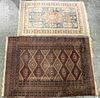 Two Persian Style Wool Mats Larger: 5 feet 9 inches x 4 feet 1 inch.