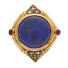 Lapis Lazuli, Ruby, White Sapphire 14k Yellow Gold Ring