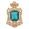 Emerald, Diamond, 18k Yellow Gold Pendant