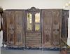 LARGE LOUIS XV STYLE ‘BLEACHED’ & CARVED WOOD ARMOIRE