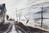 Arthur Kelly David Healy (Vermont 1902-1978) Pasture In Winter Watercolor On Paper