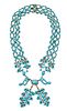 Victorian Drop Necklace In 14Kt Gold With 187.50 Cts In Turquoises & Sapphires