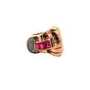 Retro 18k Gold Ring with Diamonds & synthetic Rubies